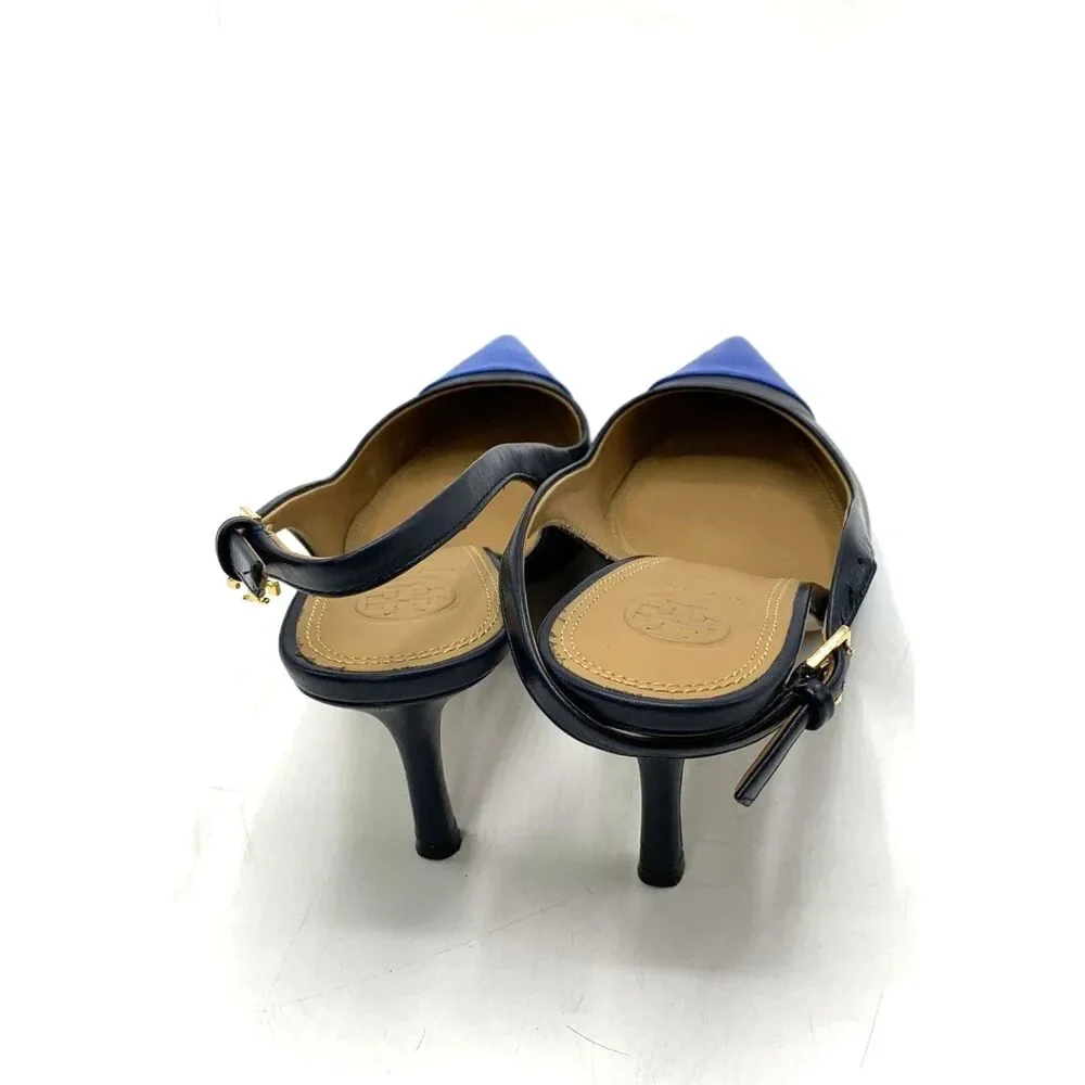 Tory Burch Navy & Blue Colorblock Penelope Cap-Toe Heels Size 7.5 With COA